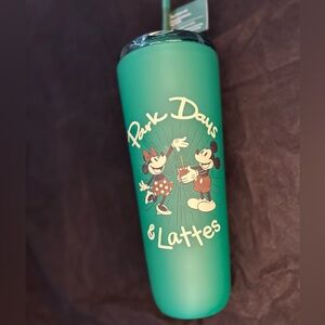 Disney Parks Green Travel Tumbler with Mickey & Minnie Latte Graphic